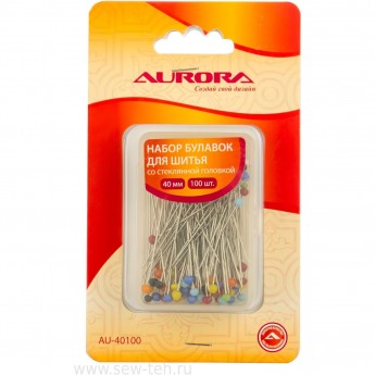 Набор булавок для квилтинга со стеклянной головкой 36 мм (100 шт) AURORA AU-36100